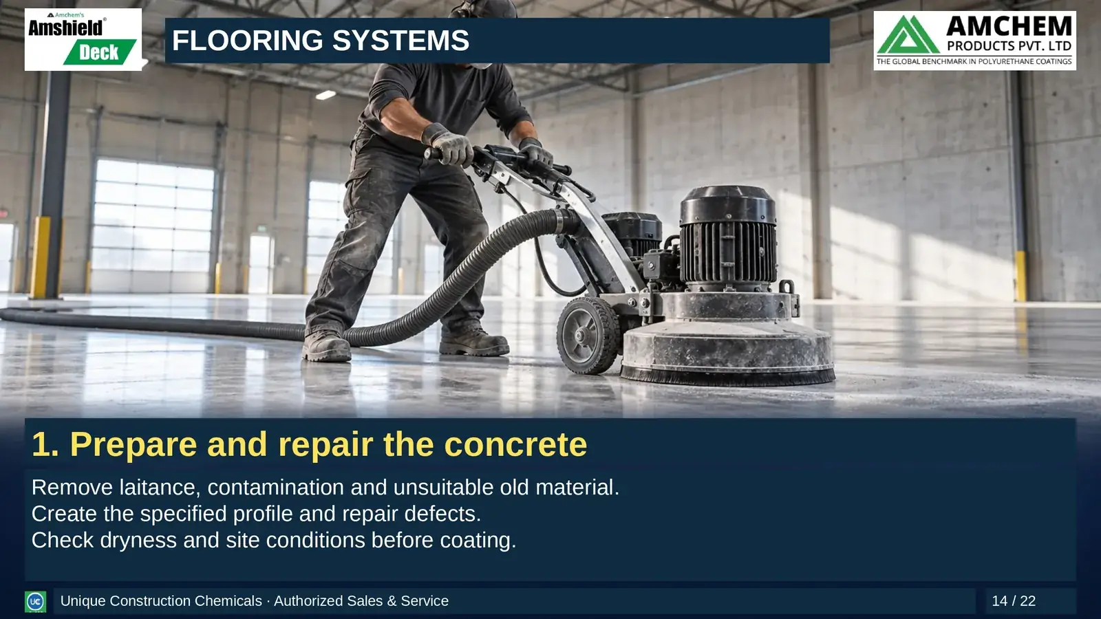 Amshield Deck flooring — Prepare and repair the concrete