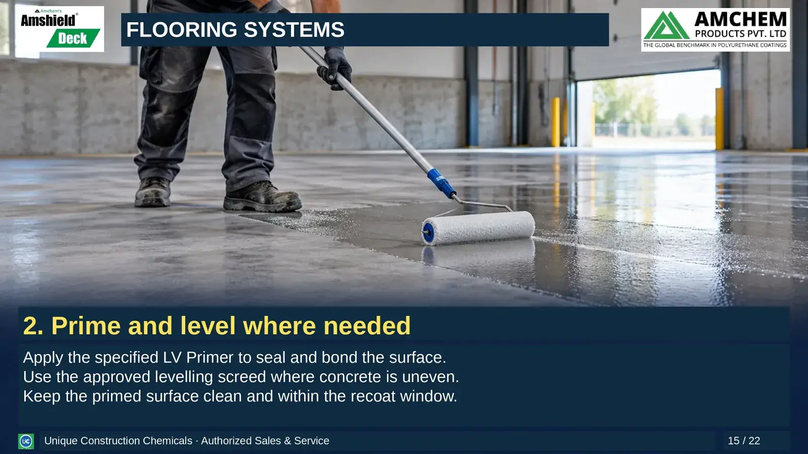 Amshield Deck flooring — Prime and level where needed