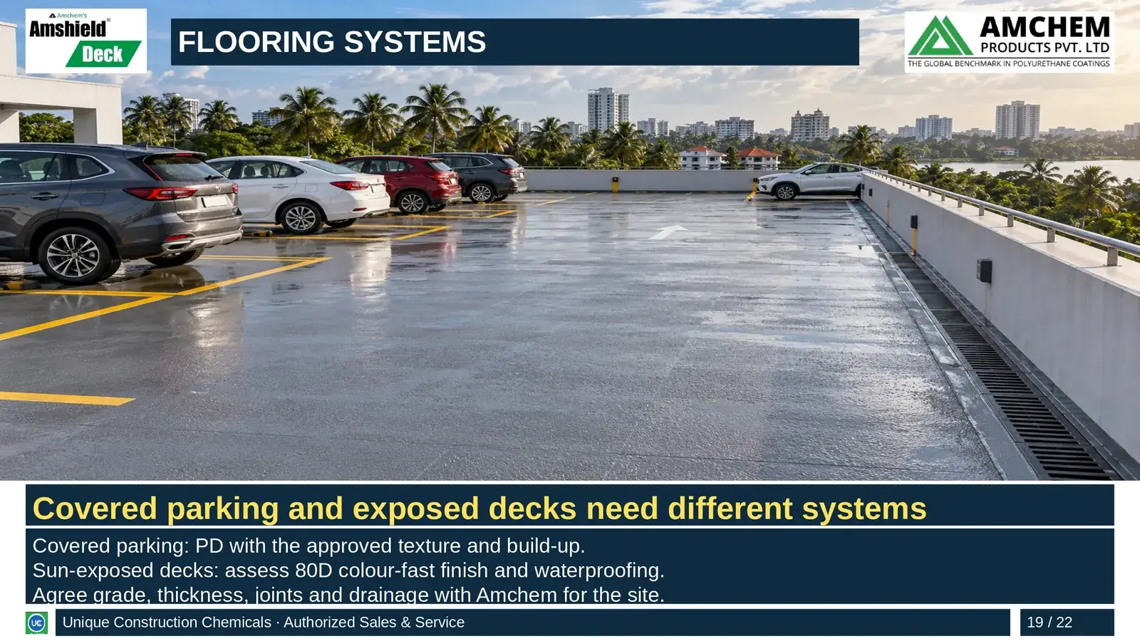 Amshield Deck flooring — Covered parking and exposed decks need different systems